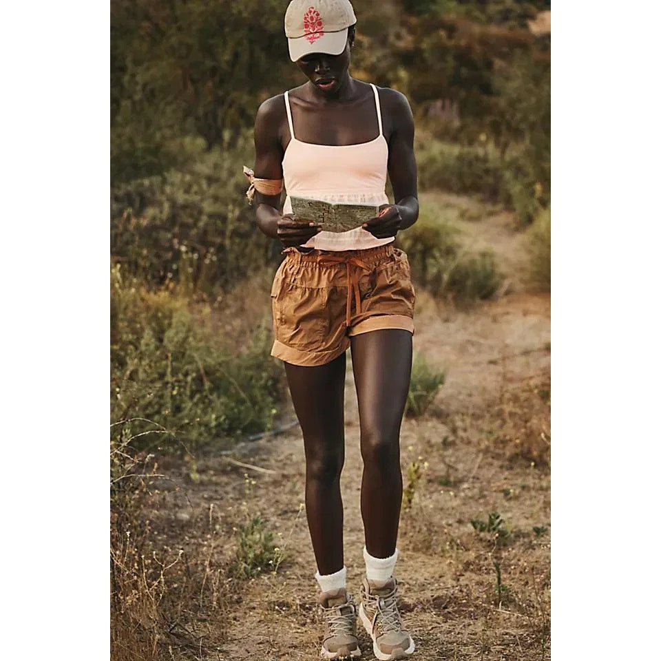 FREE PEOPLE FP MOVEMENT Leave No Trace Shorts X-SMALL Camel Free People