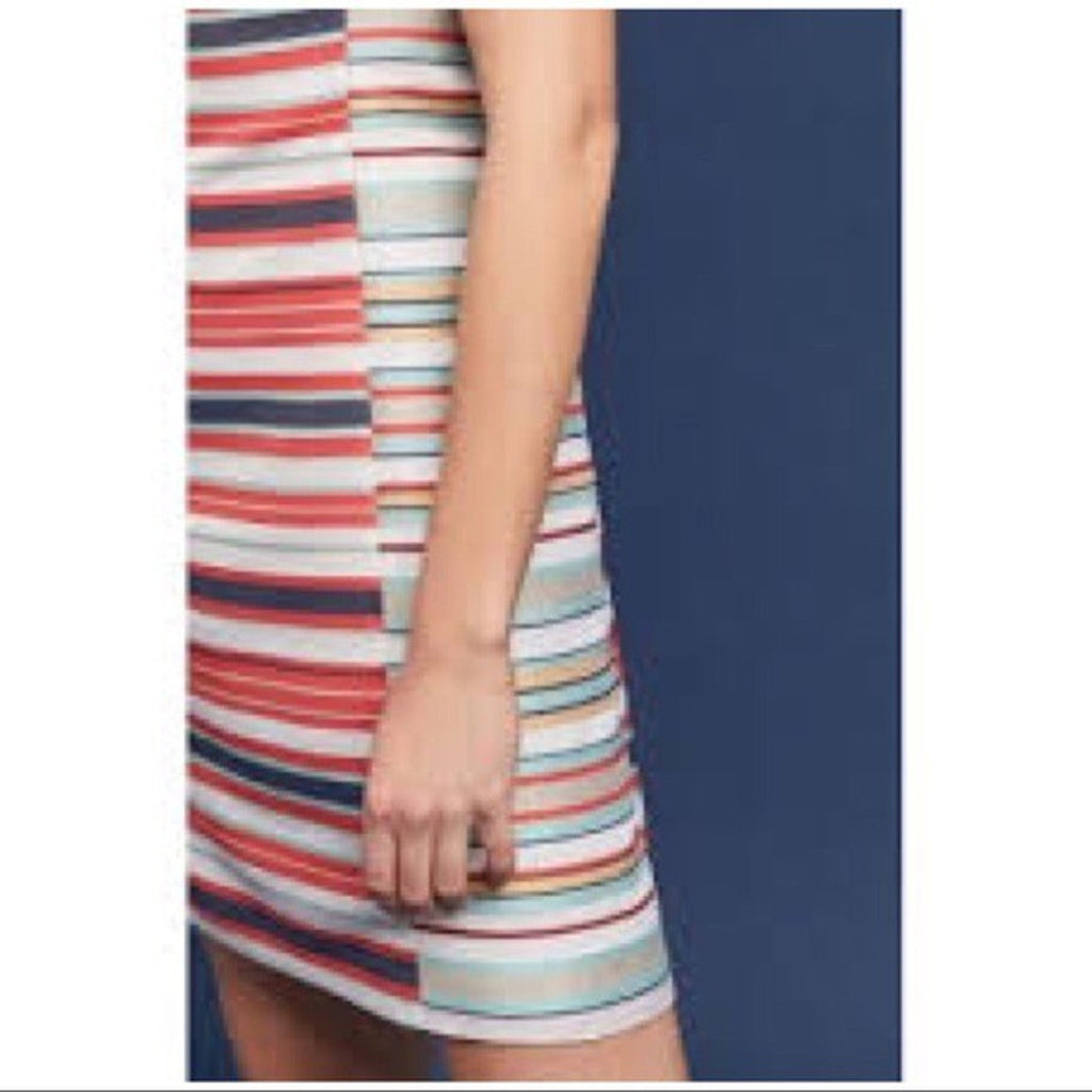 NEW Anthropologie $228 Hutch Brixton Striped Dress Orange Motif Size XS