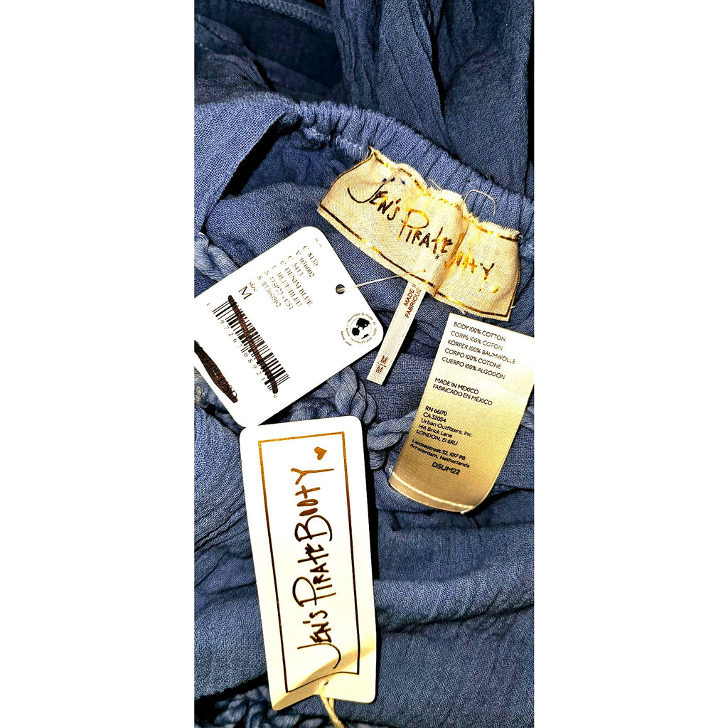 New Free People Jen's Pirate Booty Paraguay Button Maxi Gown $252 MEDIUM Blue