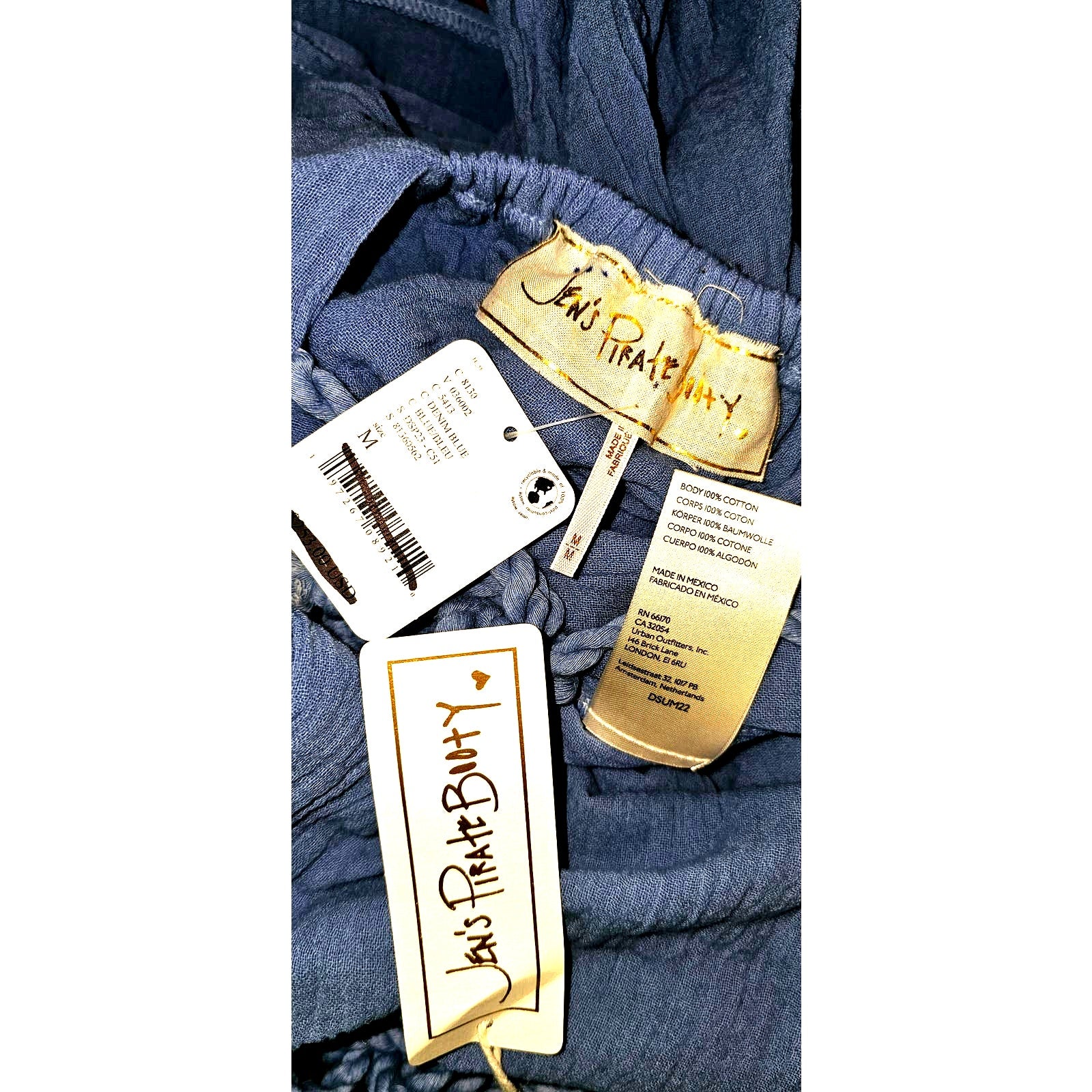 New Free People Jen's Pirate Booty Paraguay Button Maxi Gown $252 MEDIUM Blue