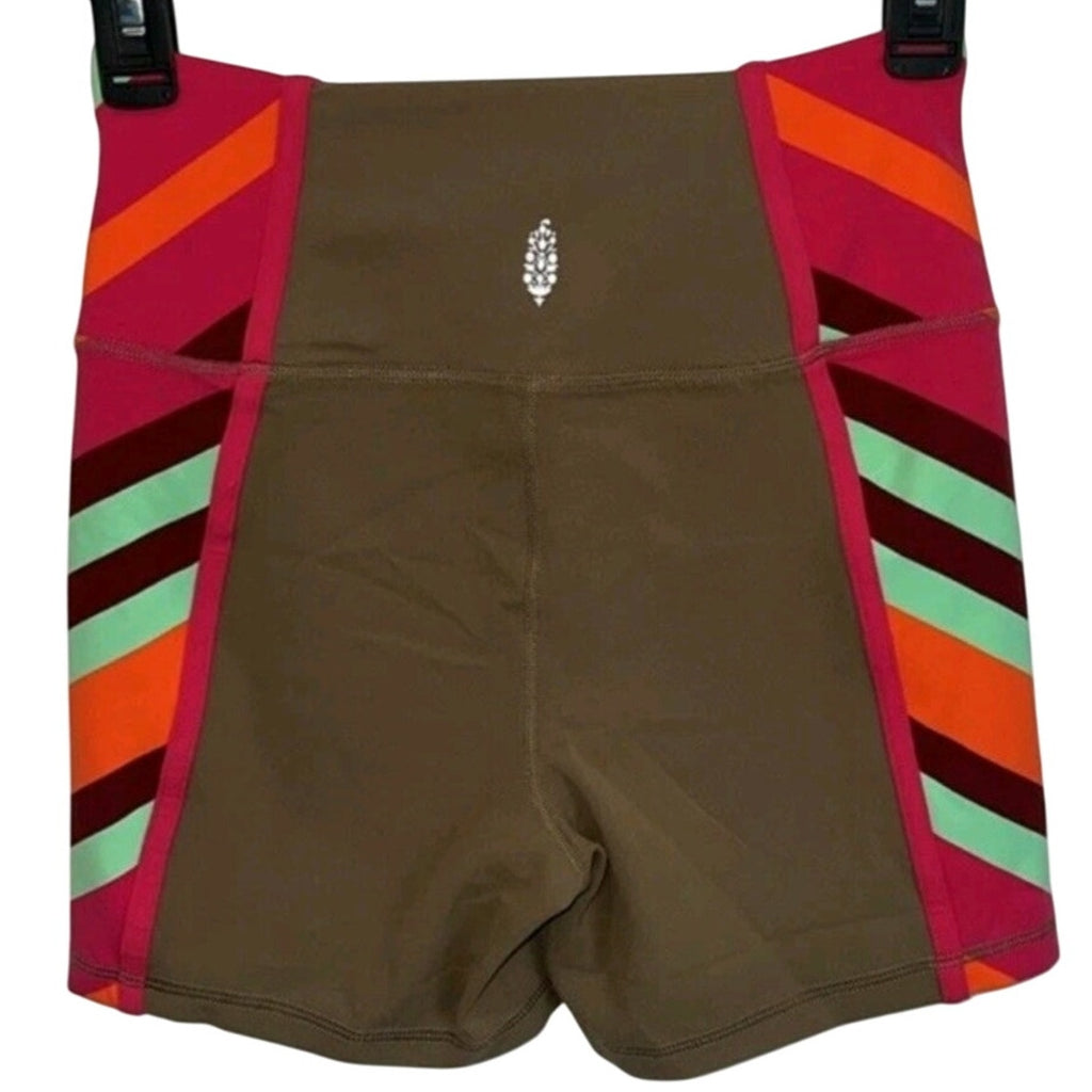 FREE PEOPLE MOVEMENT Never Better Colorblock Bike Shorts SMALL Moonrock Free People