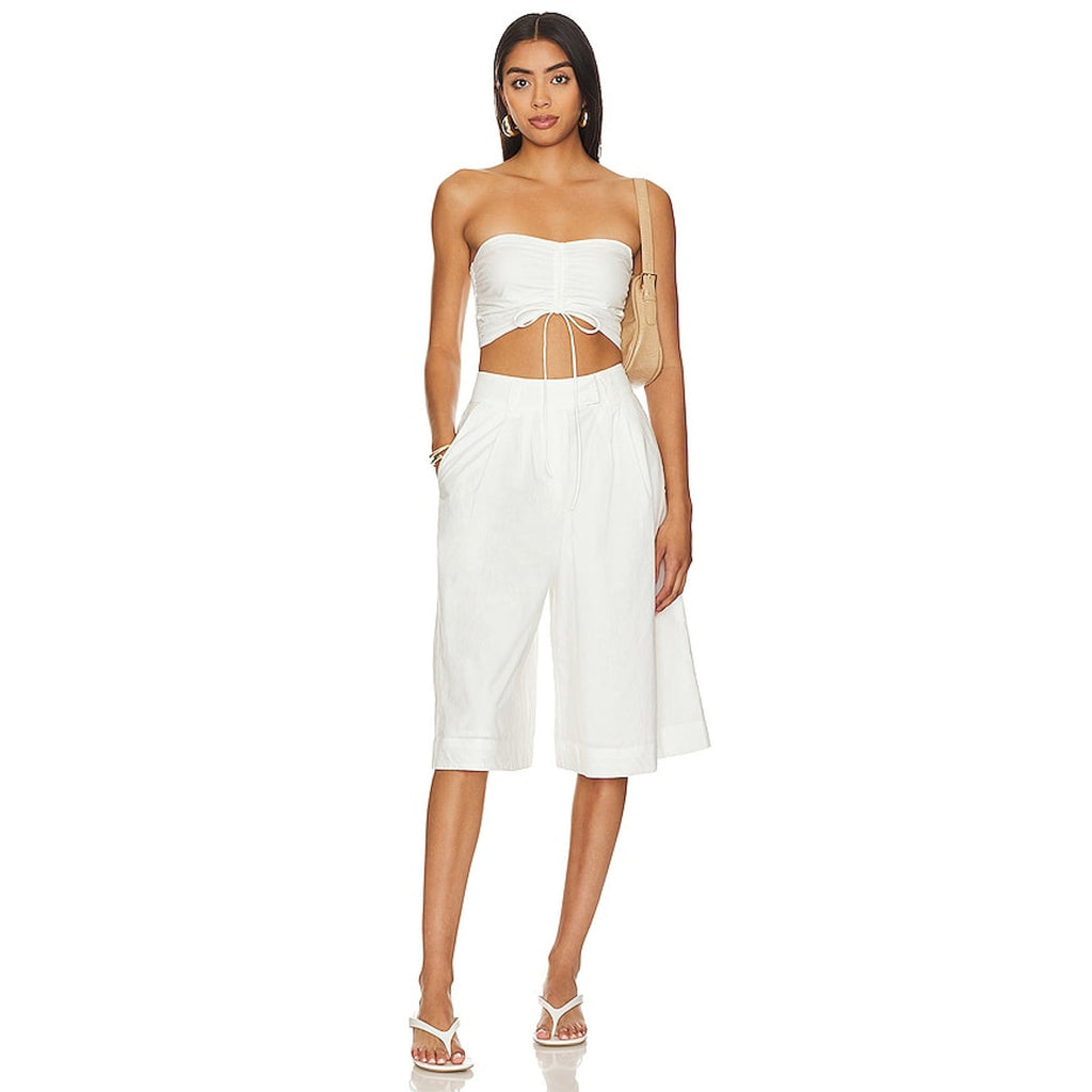New FREE PEOPLE Minnie Short Set $148 SIZE 10 White Longline Shorts and Crop Top