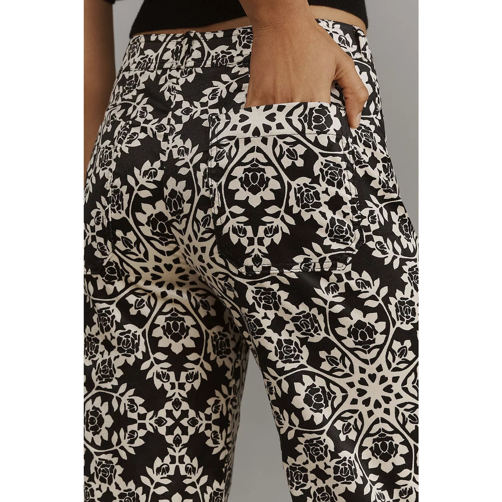 New ANTHROPOLOGIE The Ettie High-Rise Crop Wide-Leg Pants by Maeve $148 27P B&W