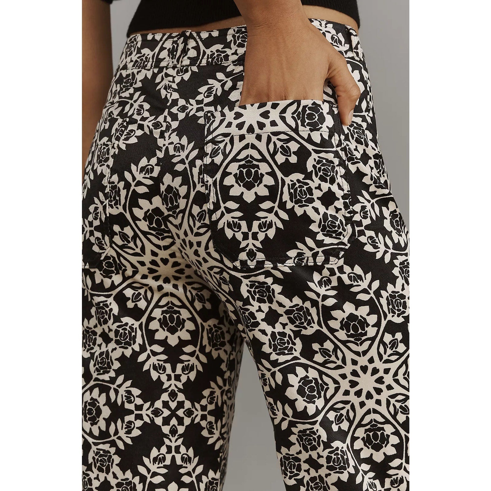 New ANTHROPOLOGIE The Ettie High-Rise Crop Wide-Leg Pants by Maeve $148 27P B&W