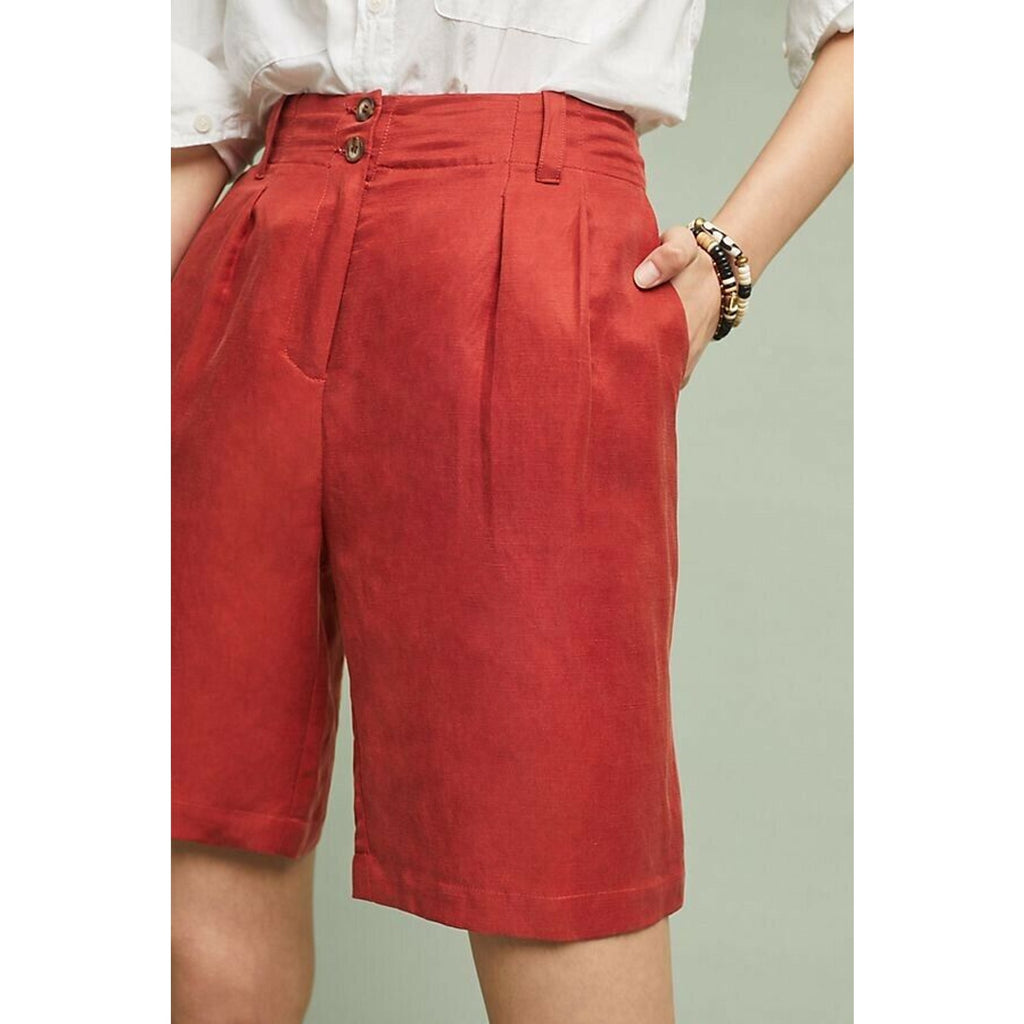 New Anthropologie Coastline Bermuda Shorts $98 RASPBERRY Size 24