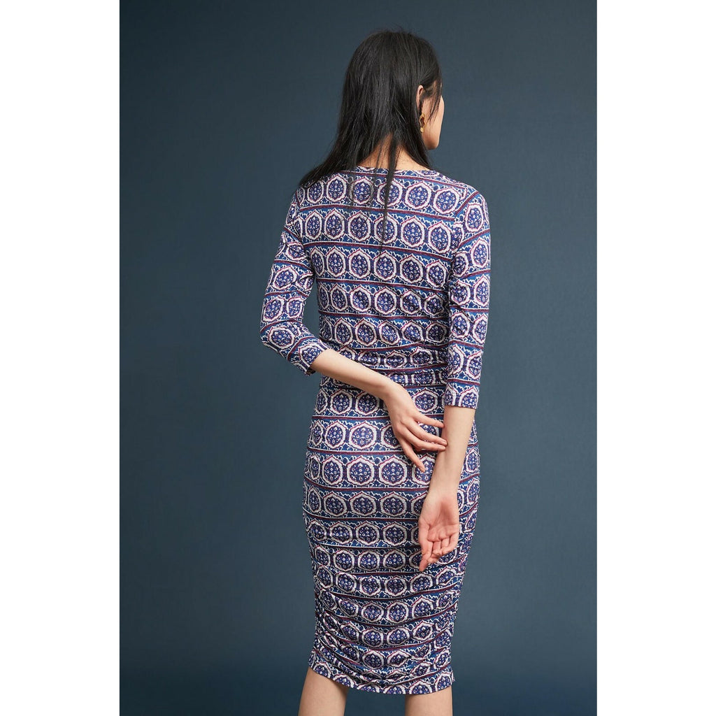 New Anthropologie Medea Ruched Column Dress by Moulinette Soeurs Sz Small Geo