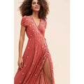 Free People Mia Wrap Boho Floral Embroidered Maxi Dress $168 X-SMALL