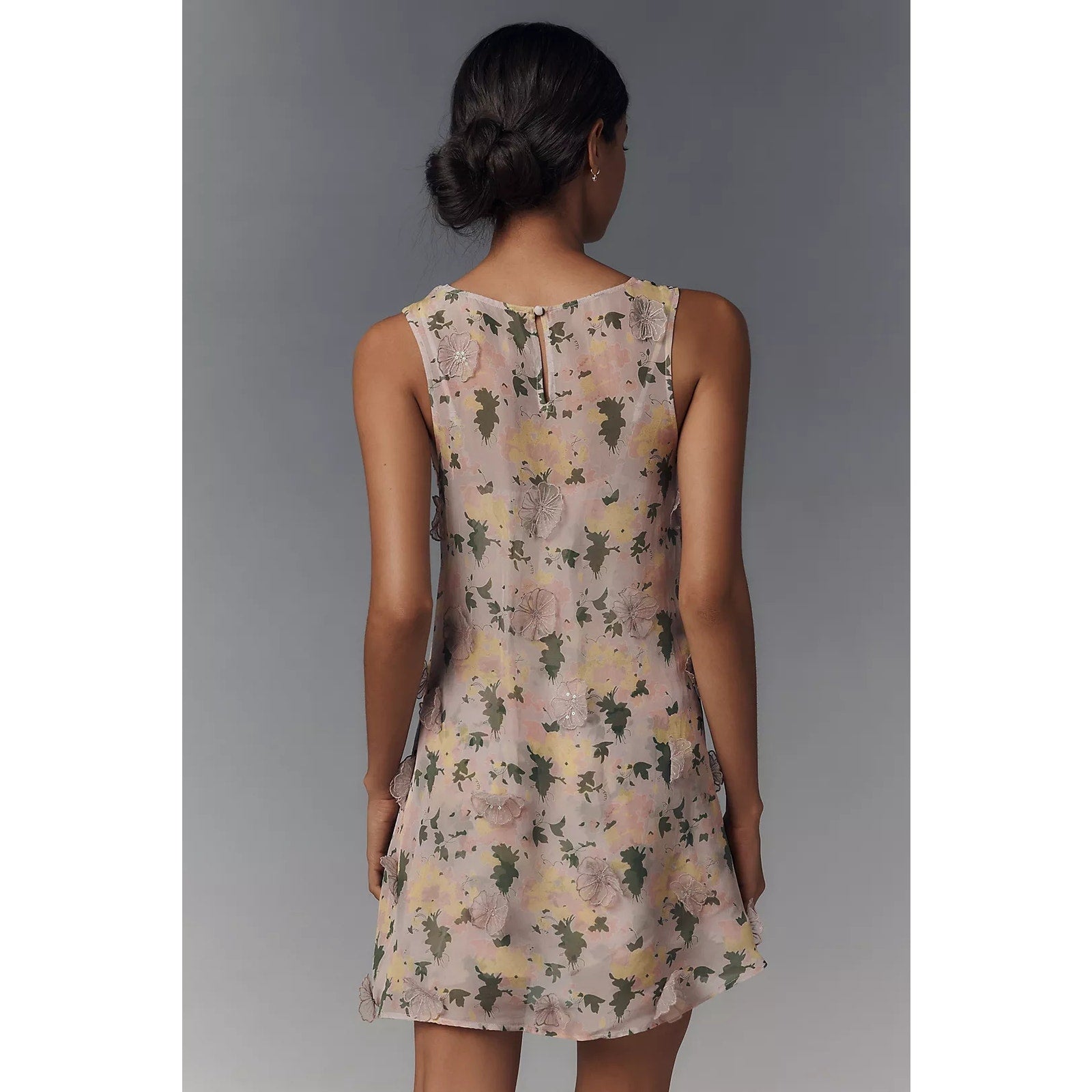 Anthropologie Pinnacle Shruti Sancheti Sheer Pink Floral Mini Dress $228 XL Anthropologie