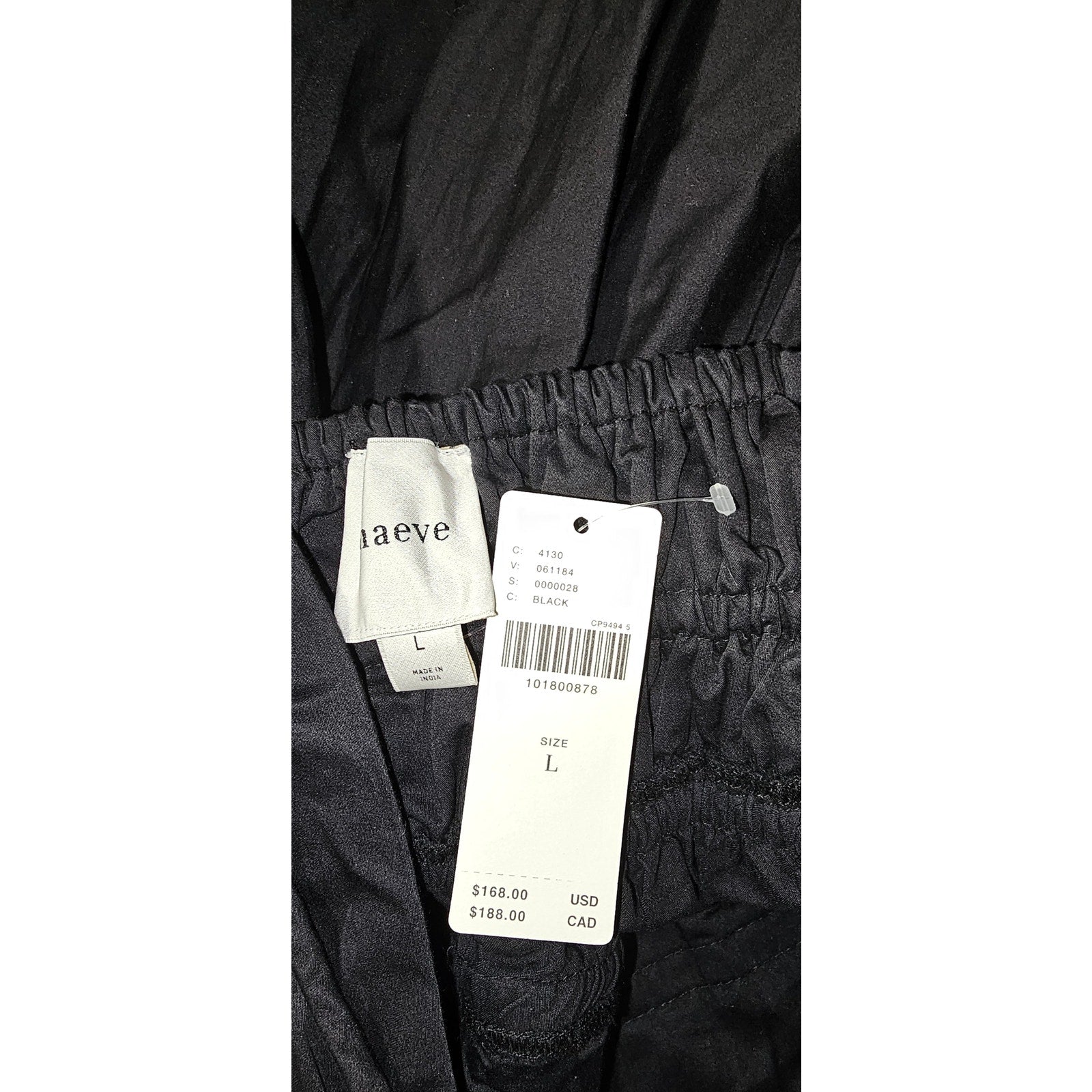 Anthropologie Maeve Sleeveless V-Neck Tie-Waist Midi Dress LARGE Black Anthropologie