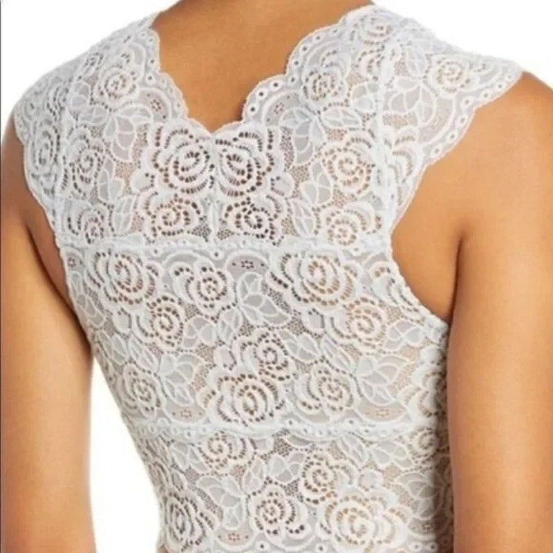 New Free People Intimately Chase Me Lace Brami Feather $48 Blue Sz Small Floral
