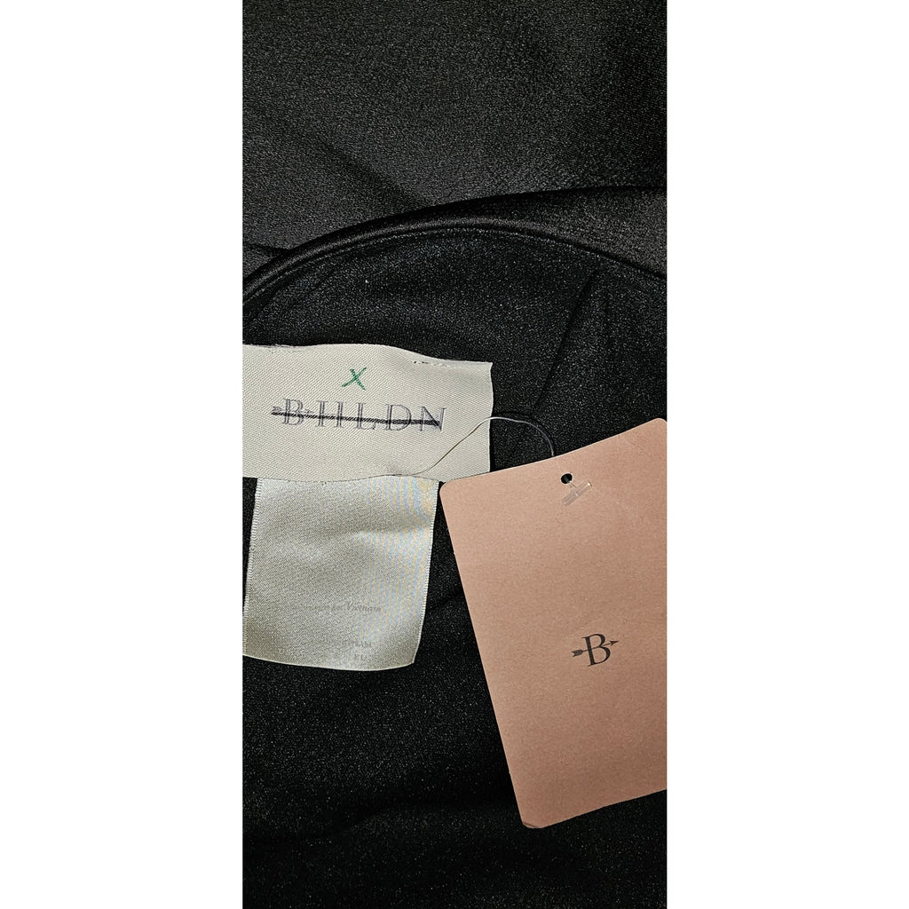 Anthropologie BHLDN Dylan One-Shoulder Satin Side-Slit Gown $250 Sz 4 Black