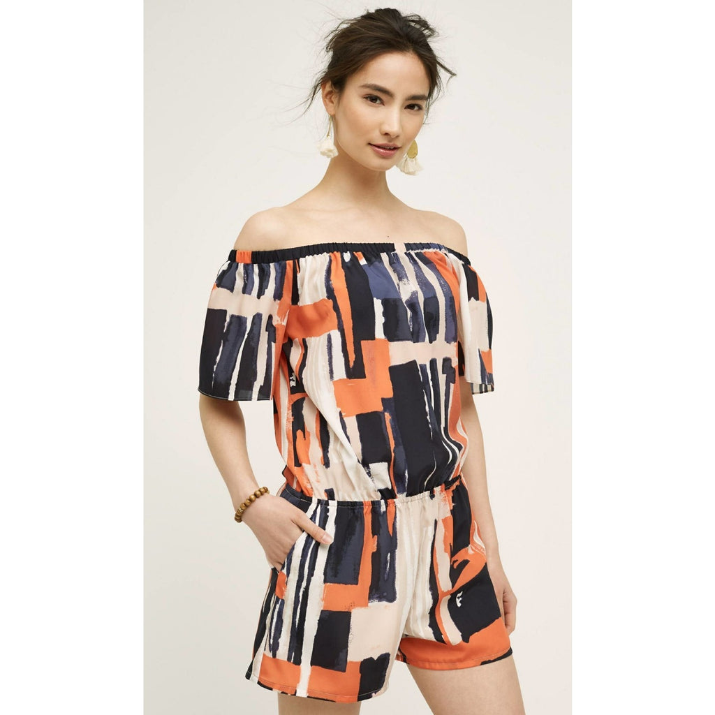 NEW Anthropologie by Elevenses Santa Cruz Romper $128 Size 4 Abstract