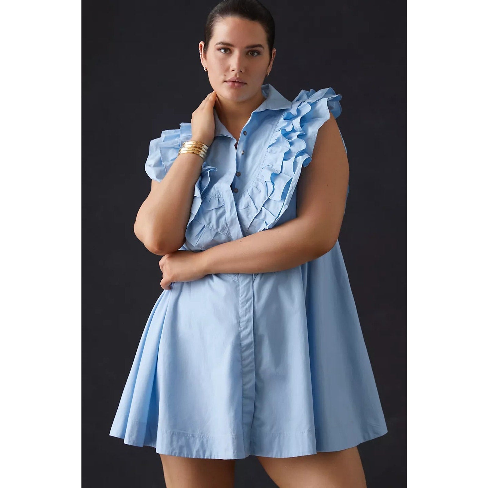 New Anthropologie Maeve Ruffled Button-Front Mini Dress Size 16W