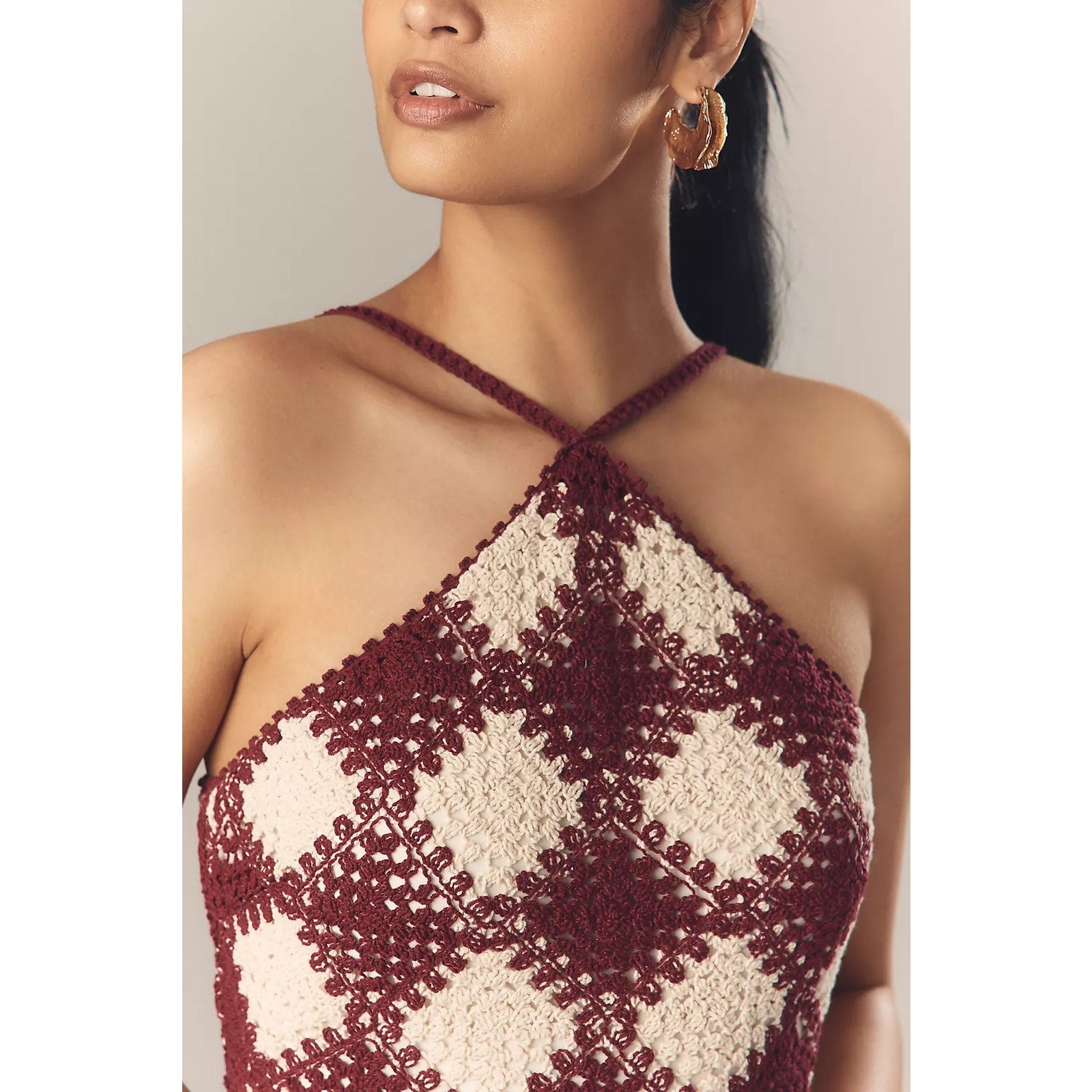 Anthropologie Saylor Dragana Crochet Fringe Midi Dress