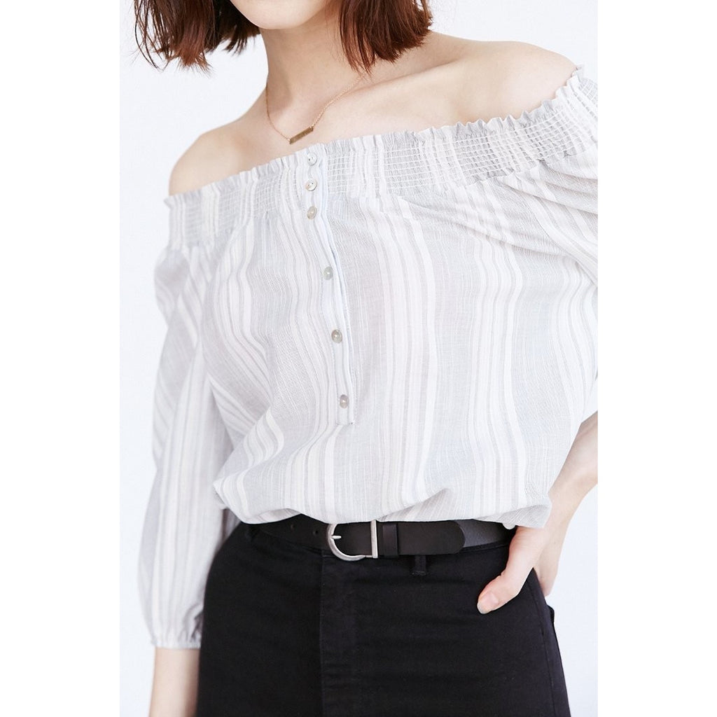 NEW Urban Outfitters by BDG Gray Smocked Off-the-shoulder Blouse Size Small