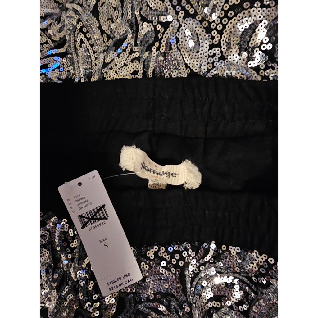 New Anthropologie Pascaline Sequined Trousers by Porridge $188 SMALL Silver/Gray