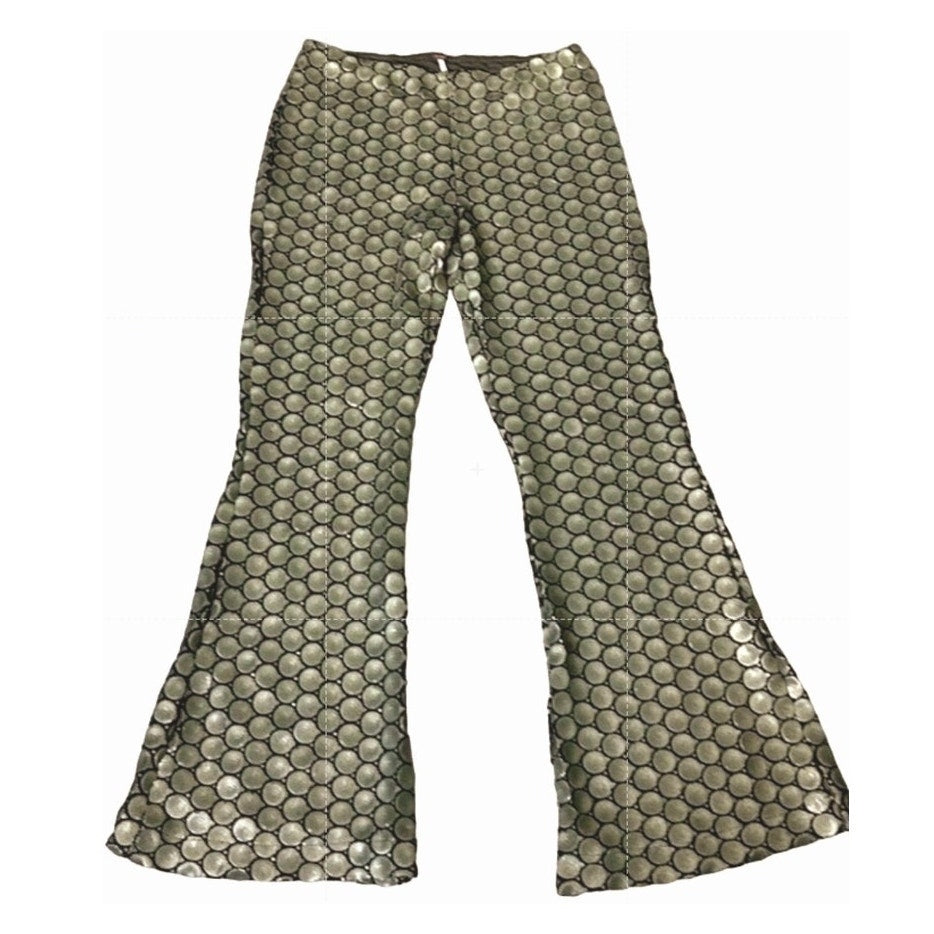 New FREE PEOPLE Wilder Days Sequin Flare Pants  $198 SIZE 4 Gold/Olive