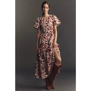 Anthropologie Somerset Maxi Dress SMALL Burgundy