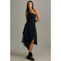 Anthropologie Asymmetrical Lace Maxi Dress $198 SIZE 14P Black ONE SHOULDER