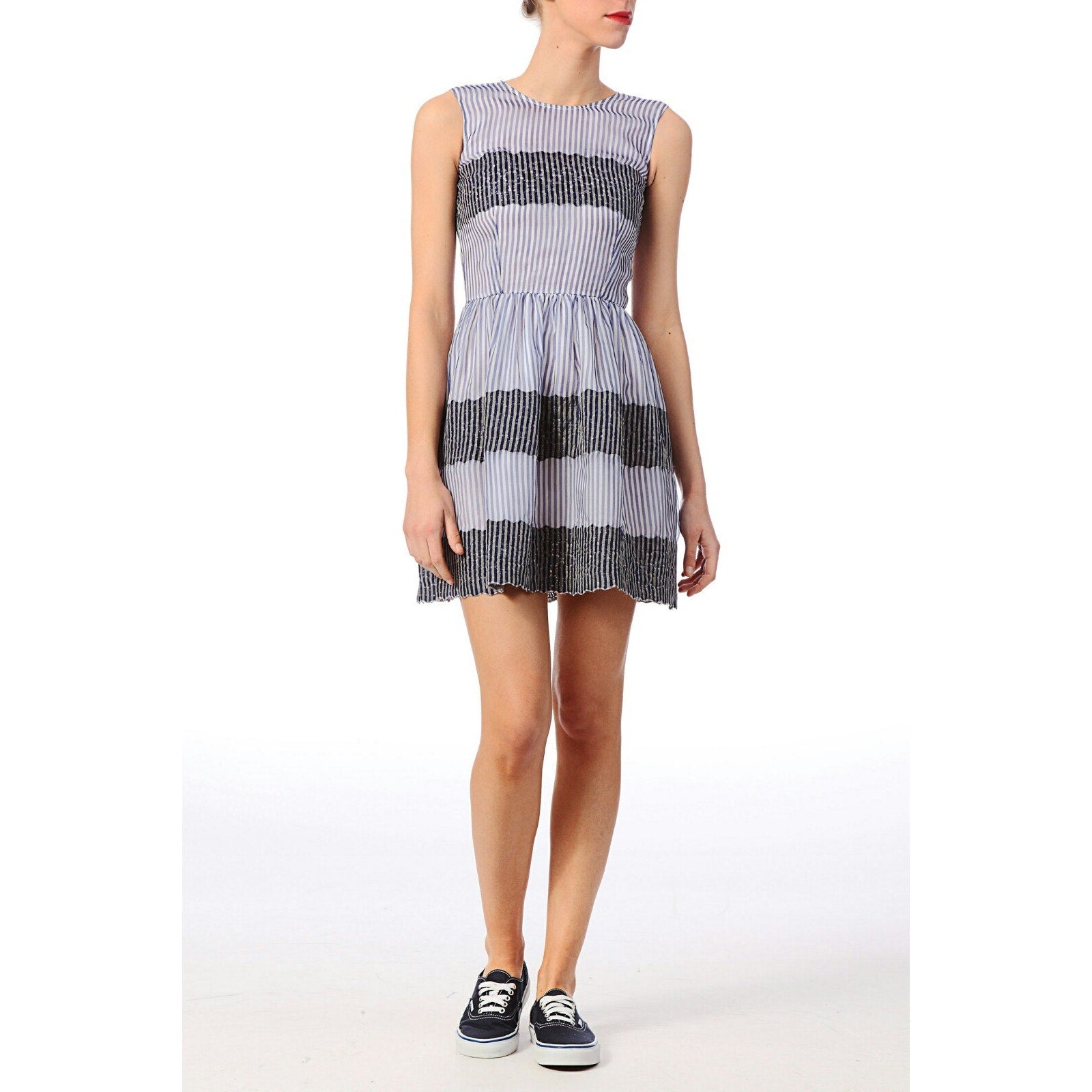 NEW Manoush Women's Blue Short Mini Dress Size US 2 FR 34 UK 6 Blue Striped
