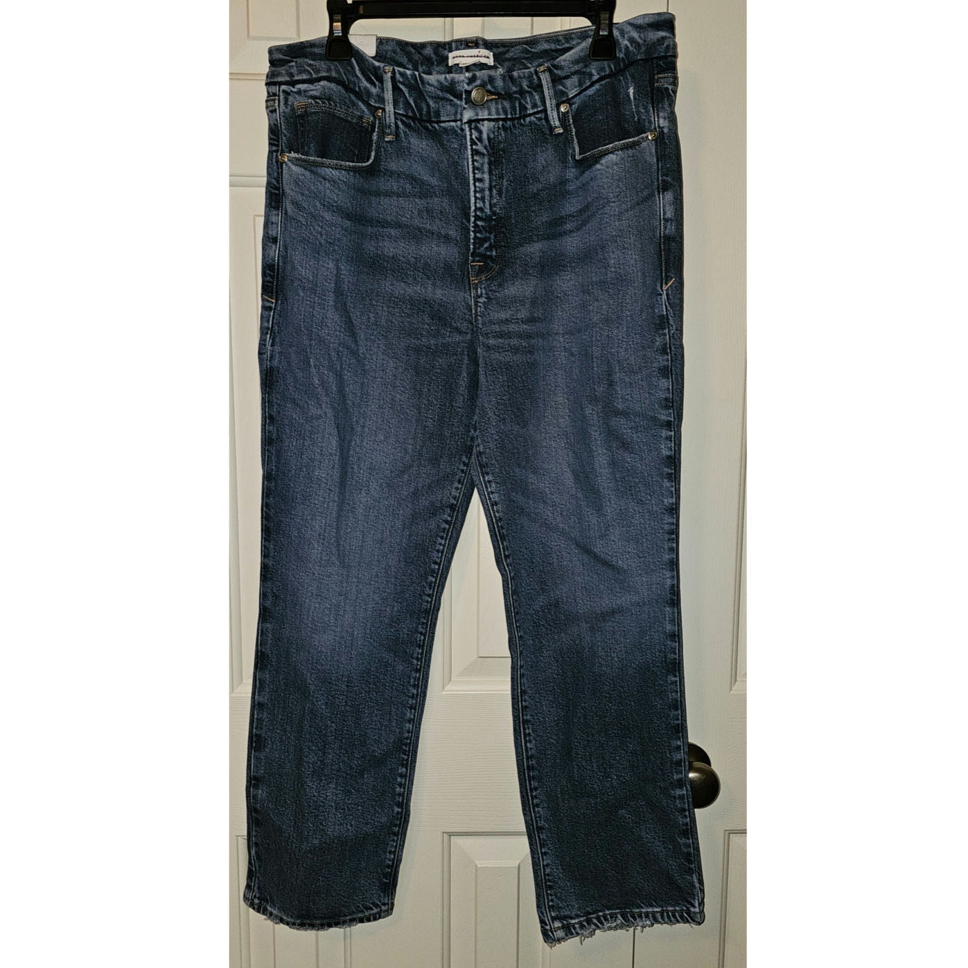 New ANTHROPOLOGIE Good American Good Legs Mid-Rise Straight Jeans $159 SZ 14/32