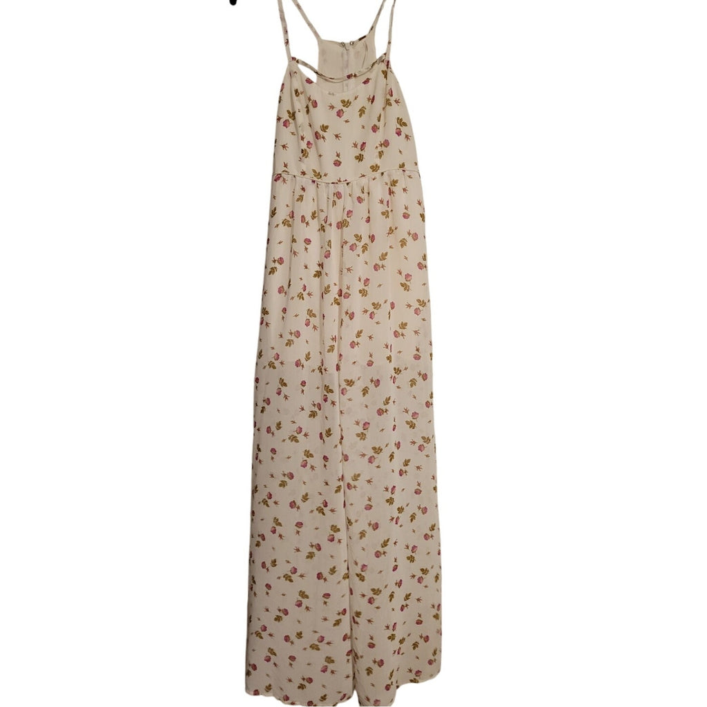 New Free People White Floral Meadow Rue Wide-leg Jumpsuit Size 6 Boho