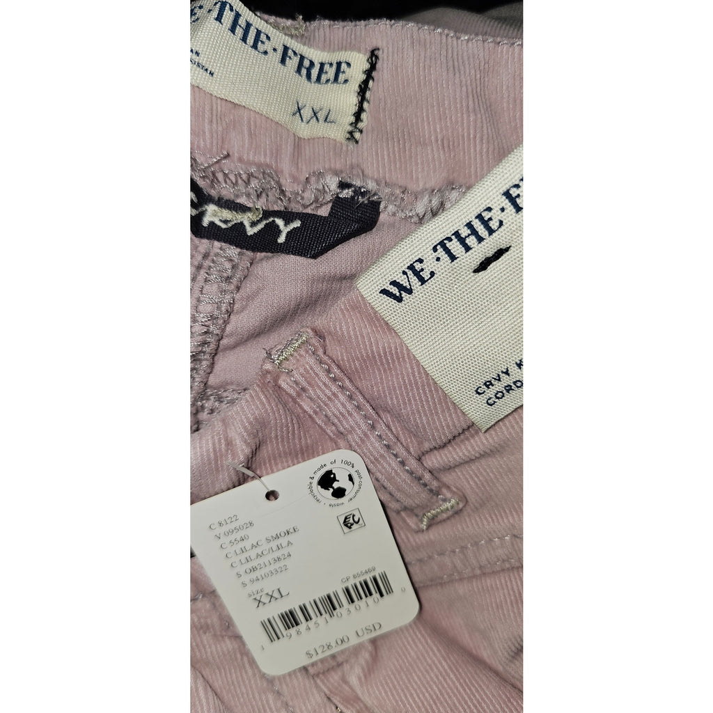 New FREE PEOPLE CRVY Karma Cord Flare Jeans WTF $128 XXL Lilac Smoke