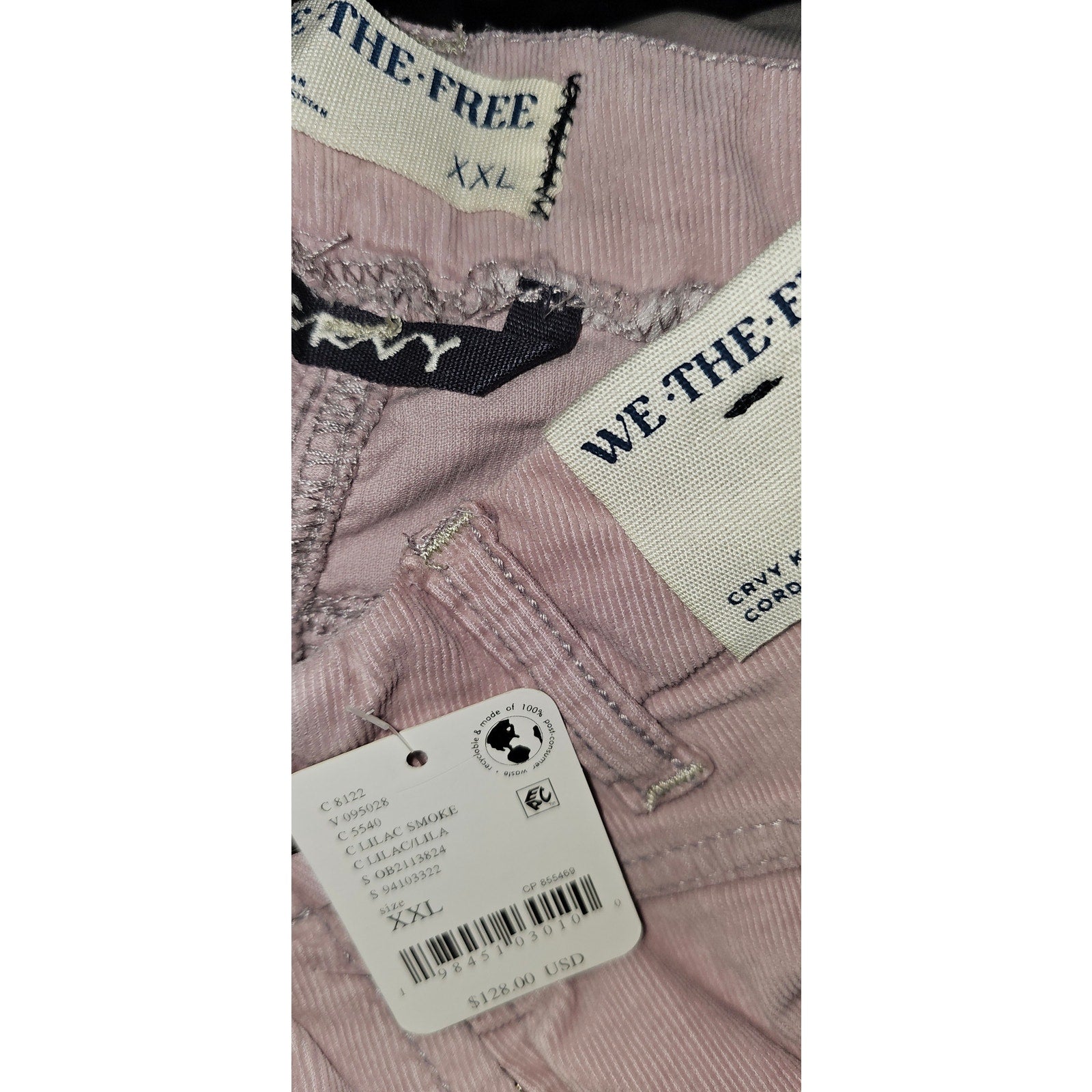 New FREE PEOPLE CRVY Karma Cord Flare Jeans WTF $128 XXL Lilac Smoke