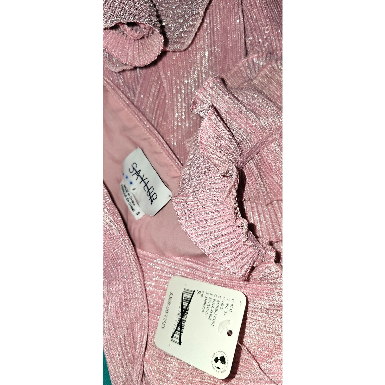 New Free People x Saylor Gianna Tiered Midi Skirt Set $308 SMALL Pink Metallic