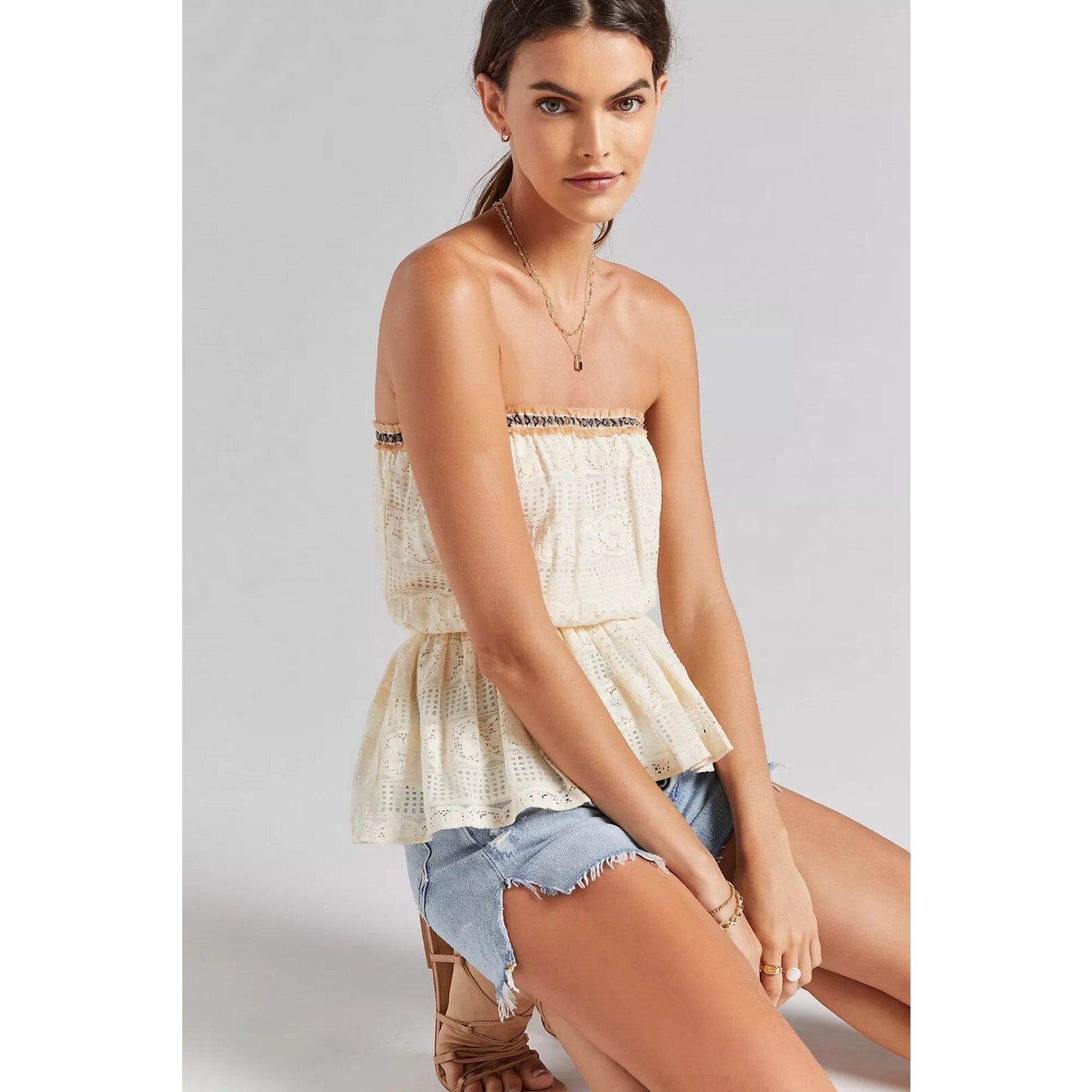 NEW Anthropologie Verb Lace Tube Top Size XS