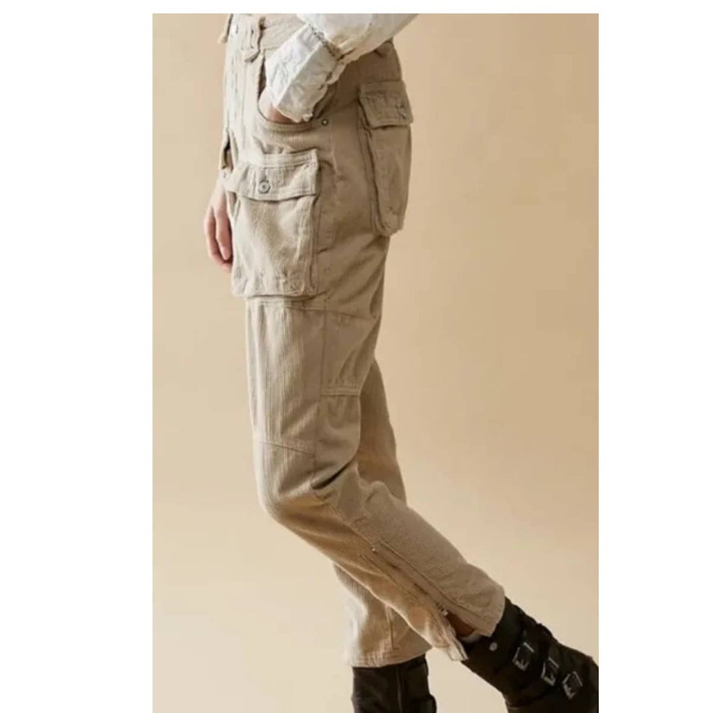 New Free People WTF London Calling Slouchy Cord Pants $198 SIZE 30 Tapioca