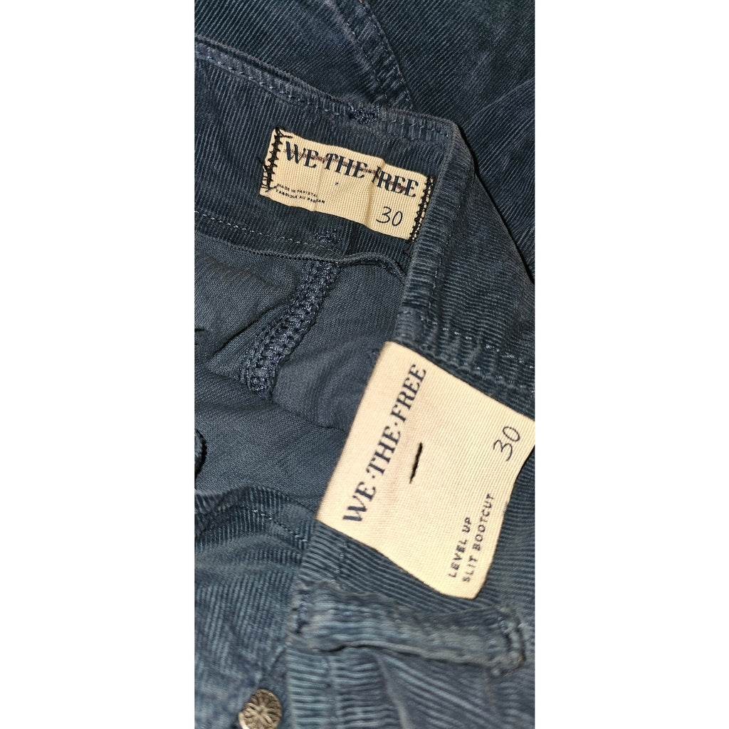 New FREE PEOPLE We The Free Level Up Slit Cord Jeans $98 SIZE 30 Majolica Blue