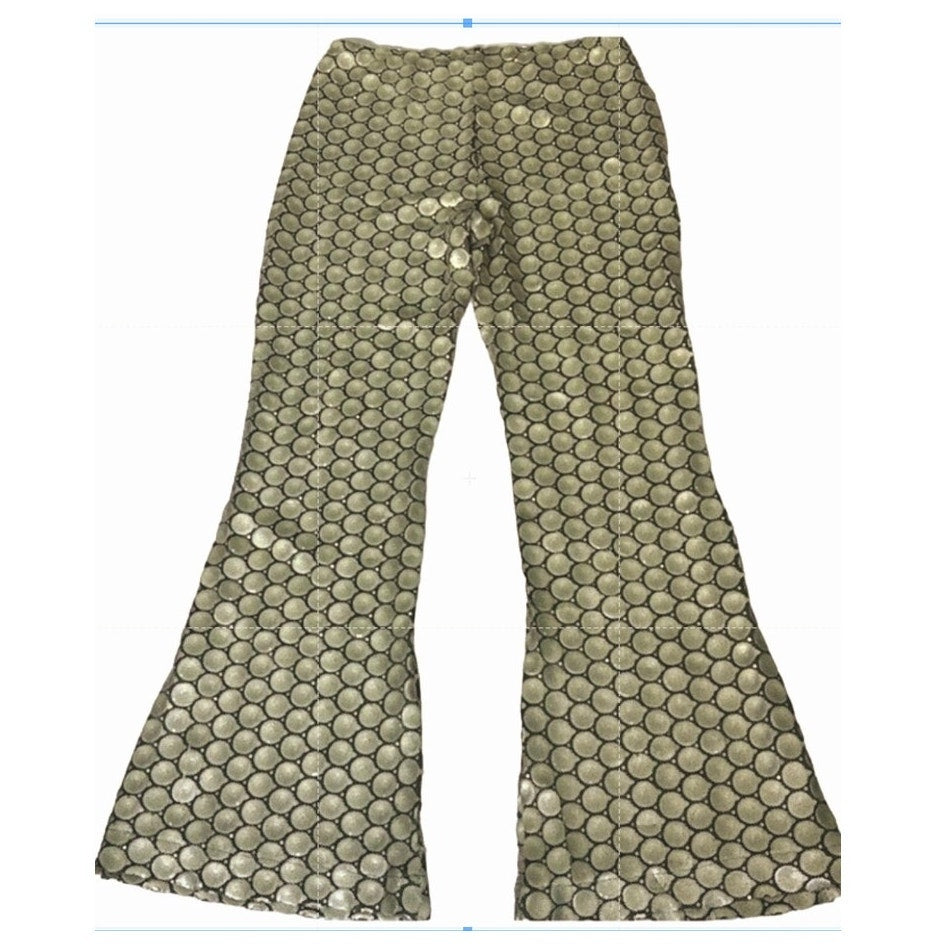 New FREE PEOPLE Wilder Days Sequin Flare Pants  $198 SIZE 4 Gold/Olive