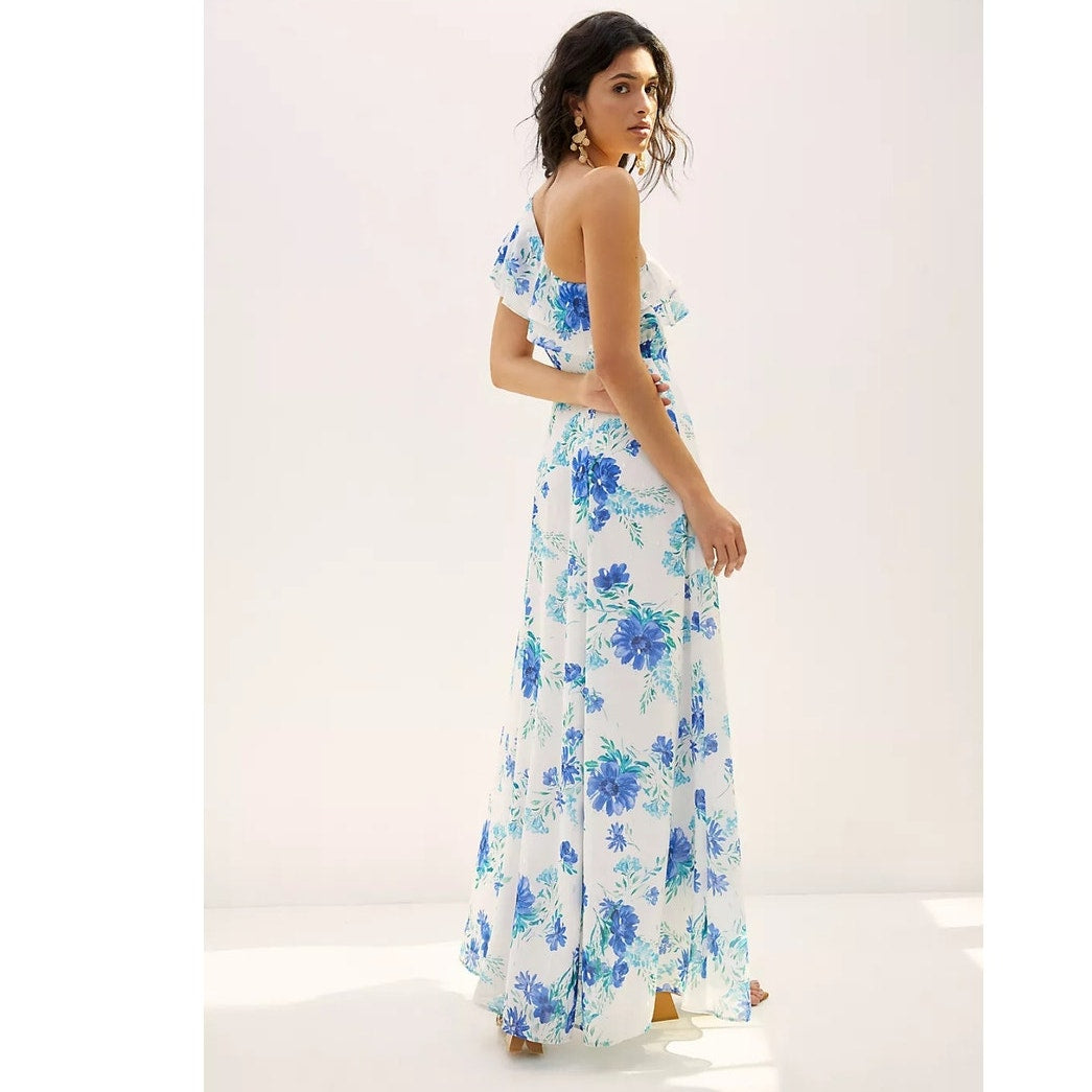 New ANTHROPOLOGIE Yumi Kim Love Always One-Shoulder Maxi Dress $268 SIZE 12