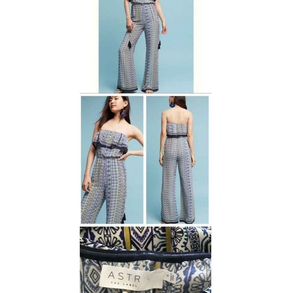 New Anthropologie Alara Strapless Jumpsuit by ASTR $148 Navy X-SMALL