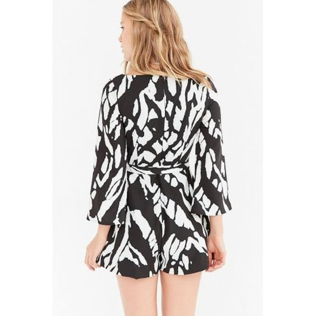 NEW Urban Outfitters x Isla Tie Waist Romper B&W $168 Size Small Abstract