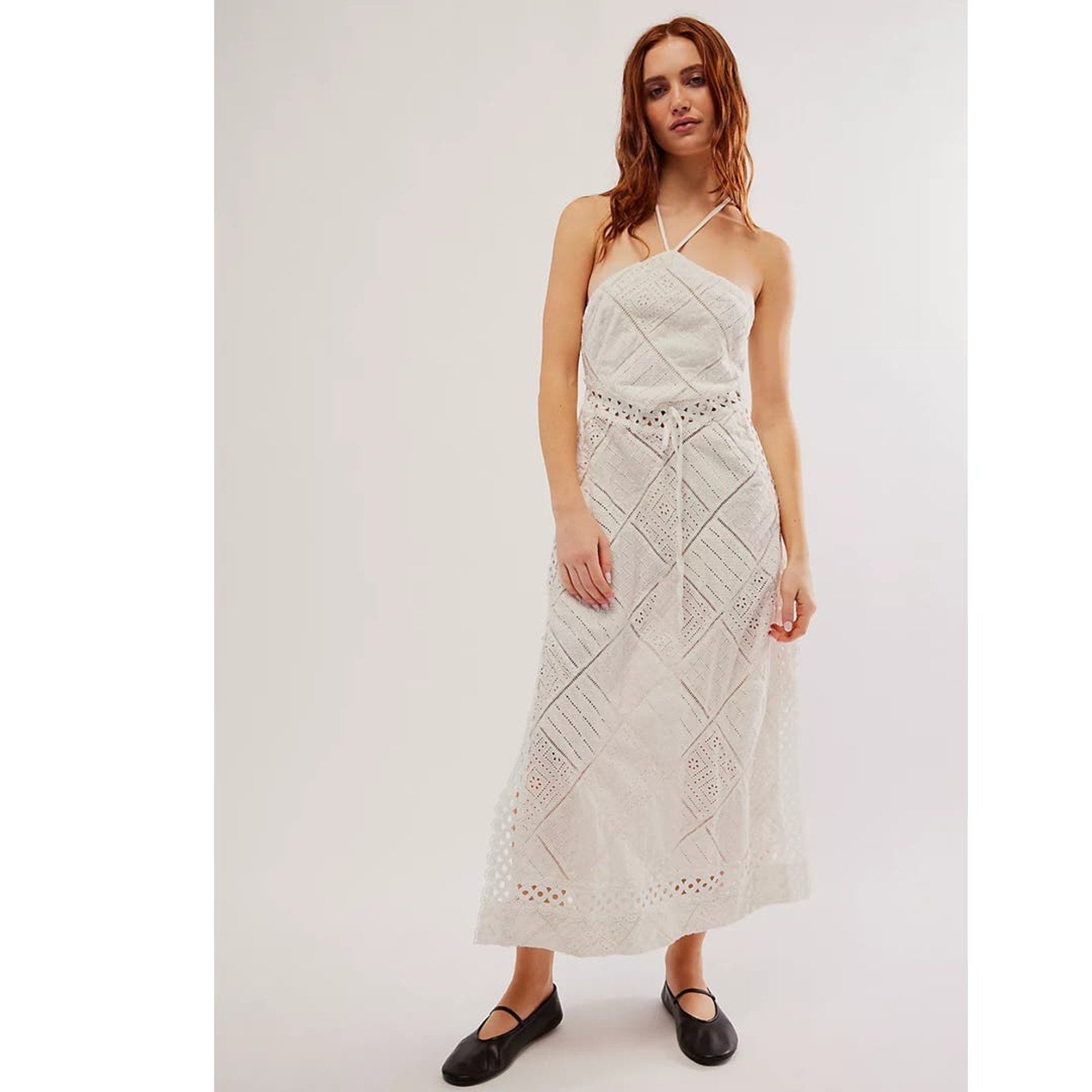 New FREE PEOPLE For Love & Lemons Temple Halter Midi Dress $269 SMALL White