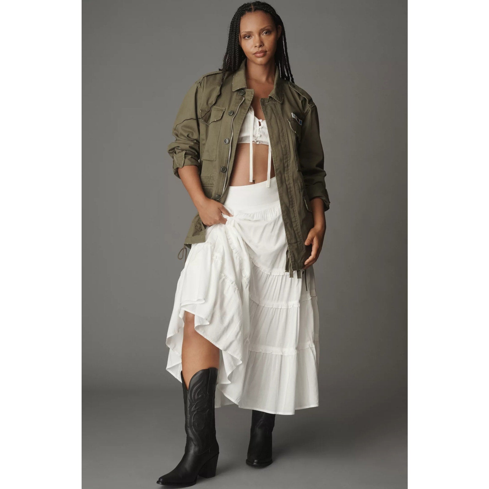 New Anthropologie by Pilcro Cotton Utility Jacket $178 X-Small (S) Olive Green