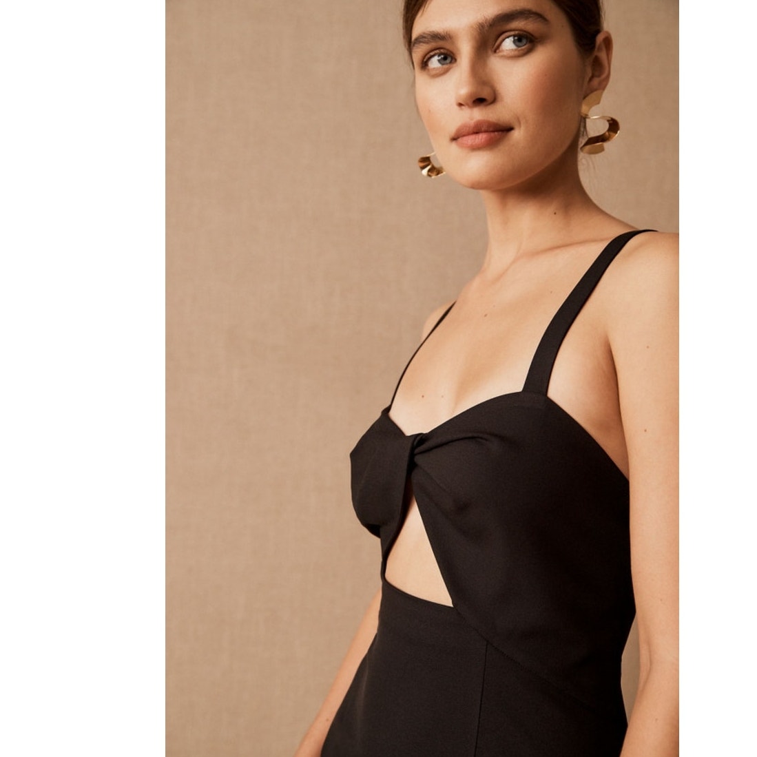 New Anthropologie BHLDN Evonna Dress MIDI $220 SIZE 10 Black Twist Cutout LBD