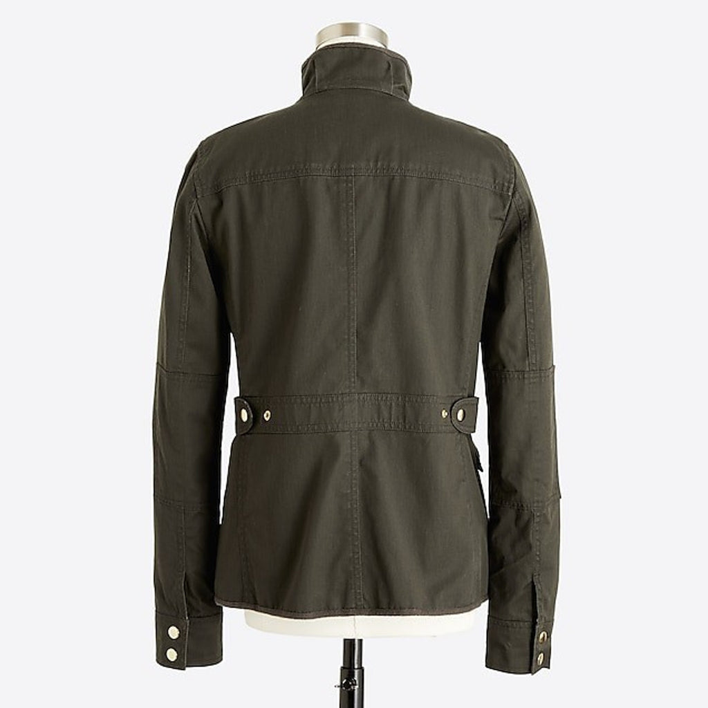 New J Crew Resin-coated twill Jacket Size XS Mossy Brown