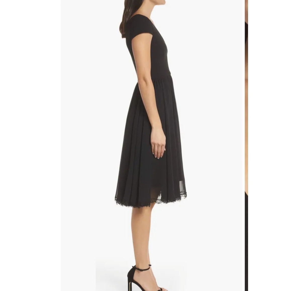 New Dress the Population Corey Dress $198 XS Black LBD Midi Sultry Evening Wear
