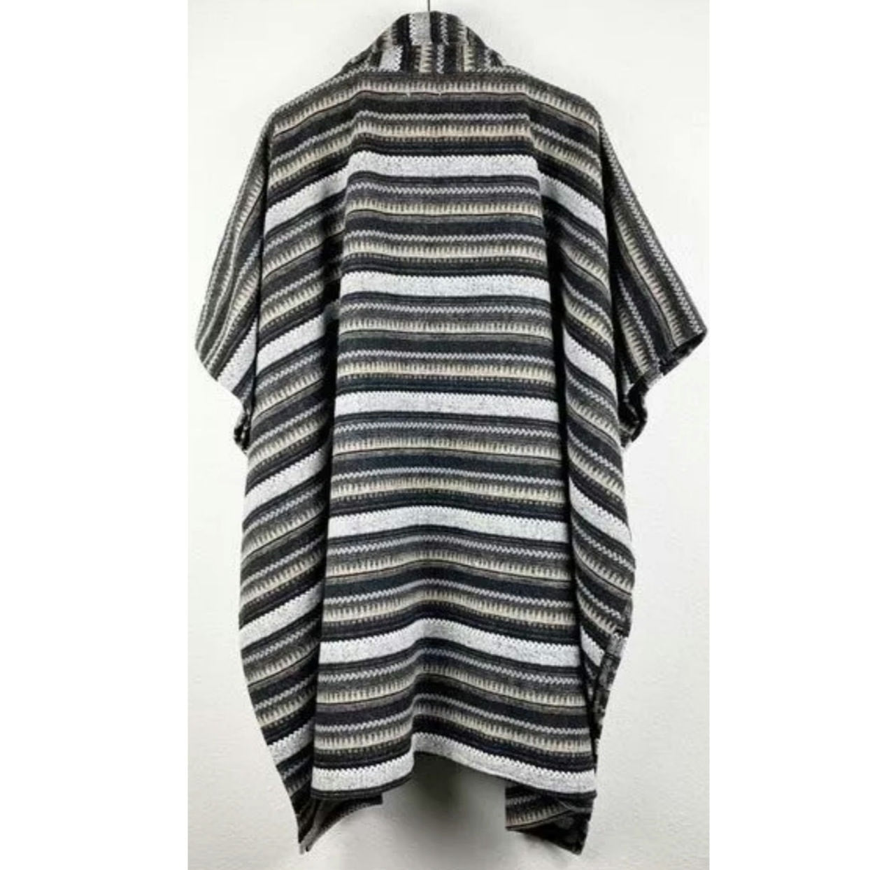 New FREE PEOPLE X Jackson Stripe Oversized Poncho $148 ONESIZE Black