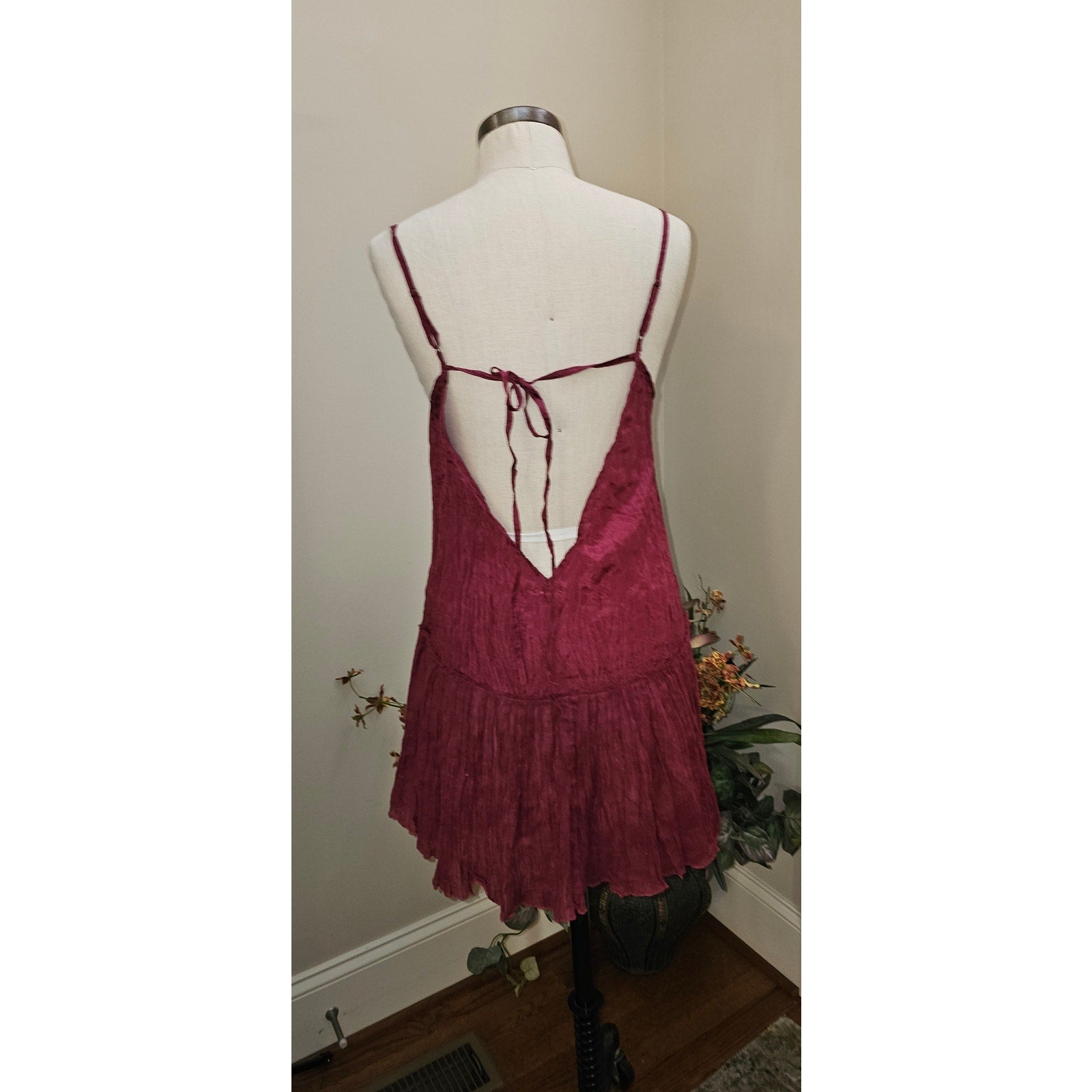 Free People FP ONE Drop-Waist Mini Slip Dress MEDIUM Wine Free People
