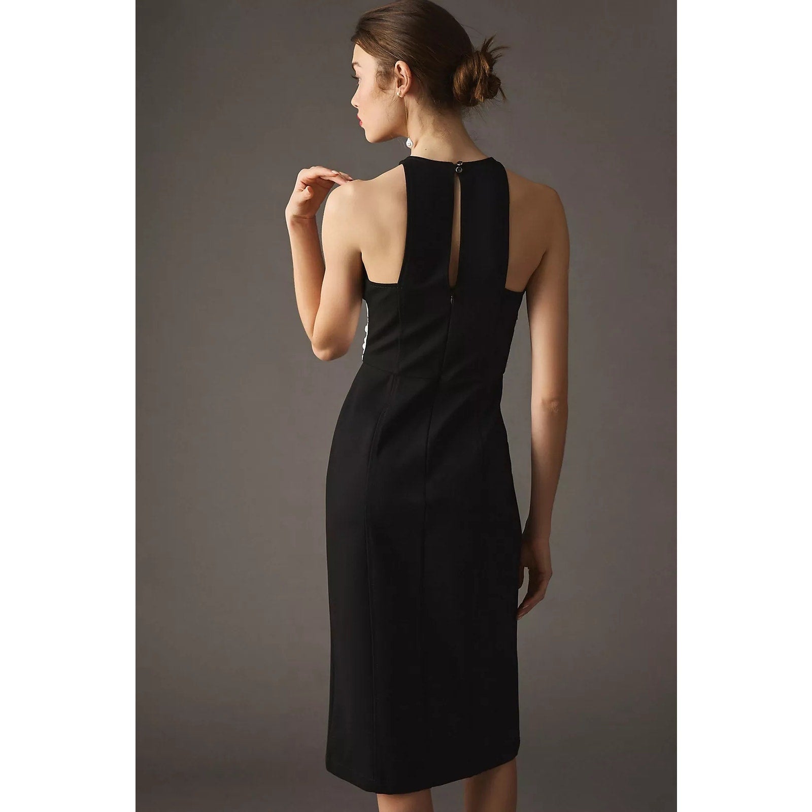 New Anthropologie Maeve Bow-Front Dress $170 X-SMALL  B&W Special Occasion LBD