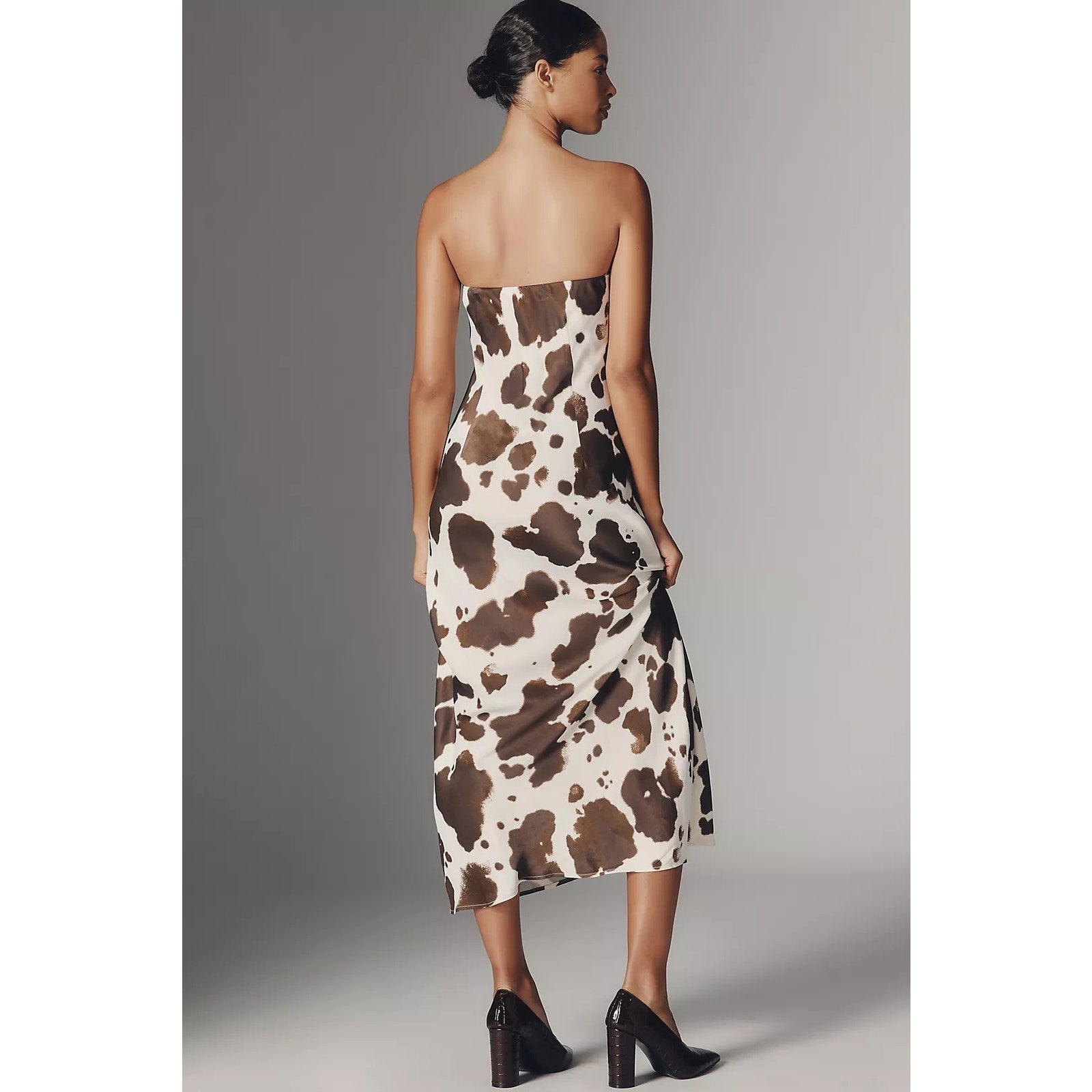 Anthropologie The Tilda Midi Slip Dress LARGE Brown Motif Anthropologie