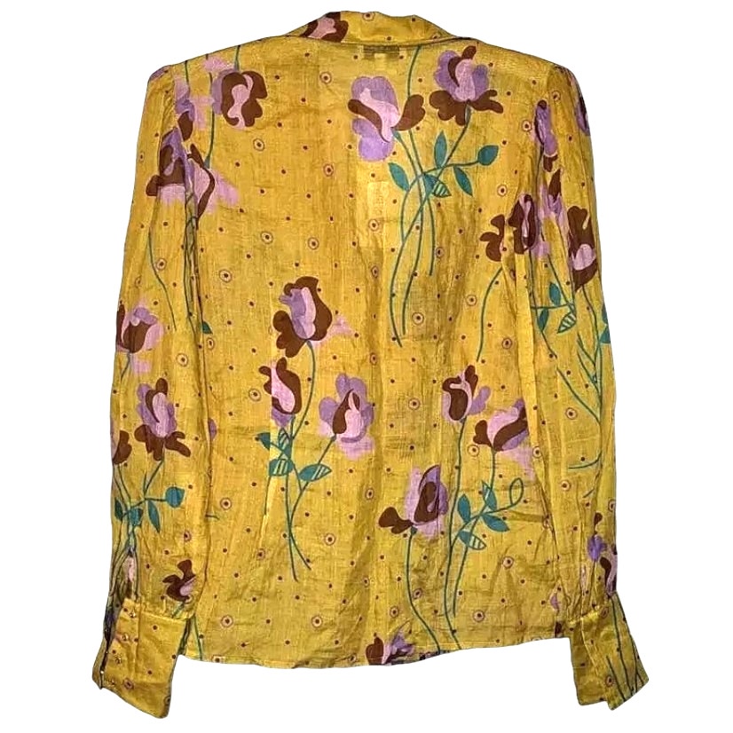 Free People Floral Long Sleeve Button Blouse
