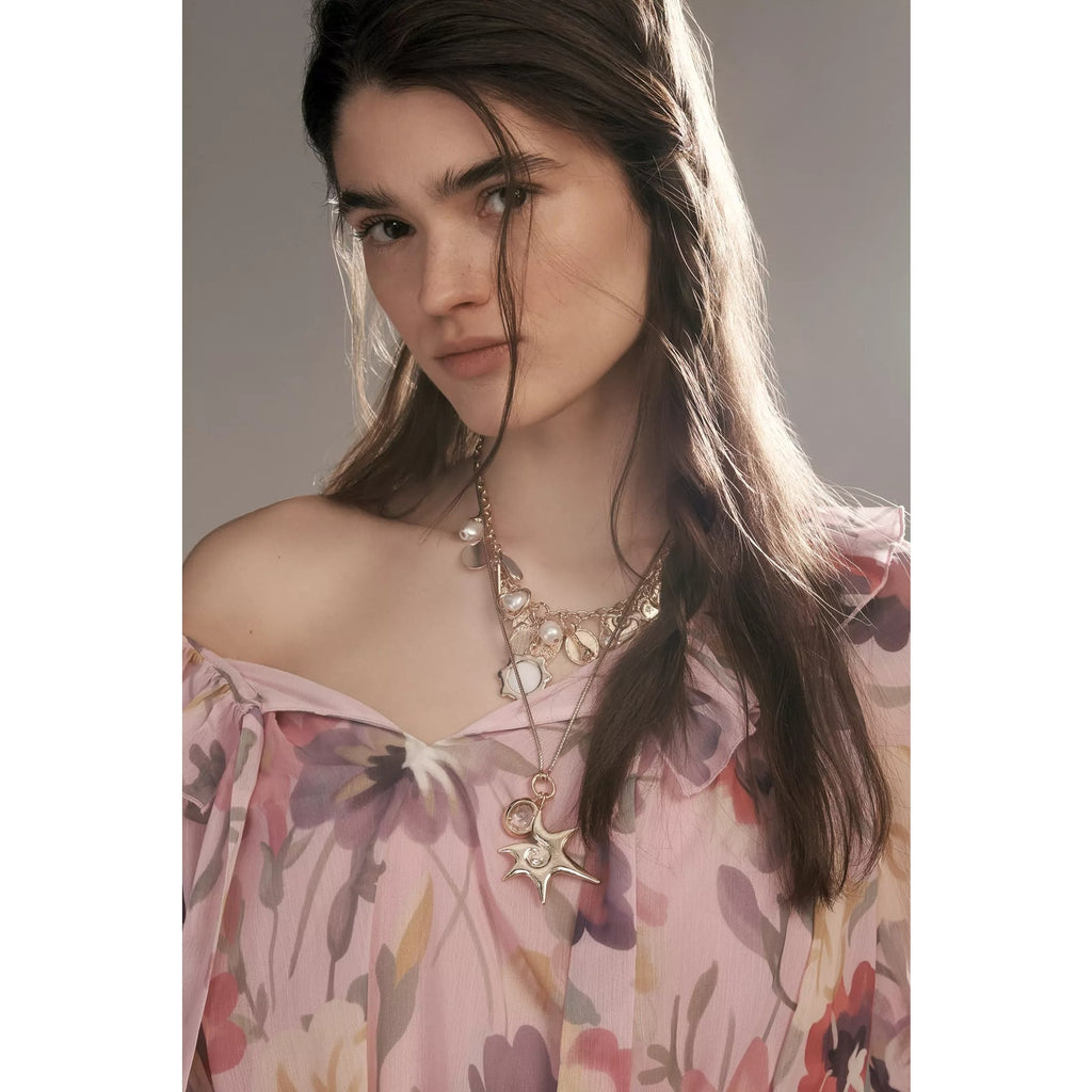 Anthropologie Mare Mare Long-Sleeve Mini Dress $168 Medium Pink Floral Boho