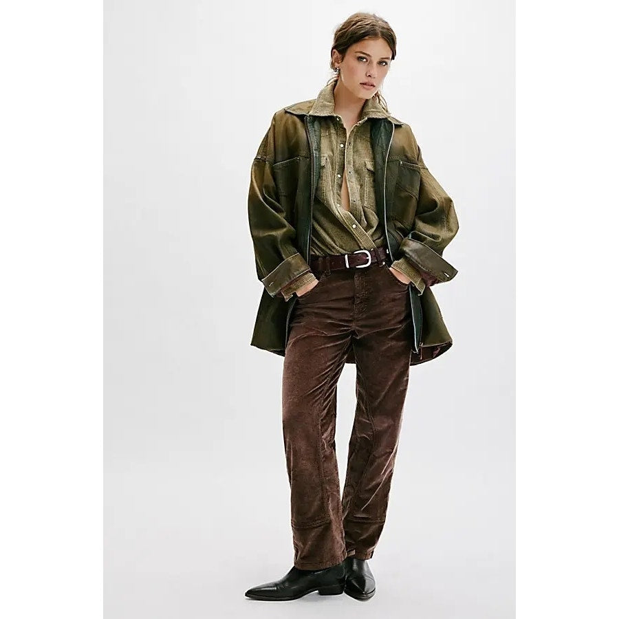 New FREE PEOPLE We The Free Risk Taker Cord Straight Jeans $128 SIZE 29 Brown