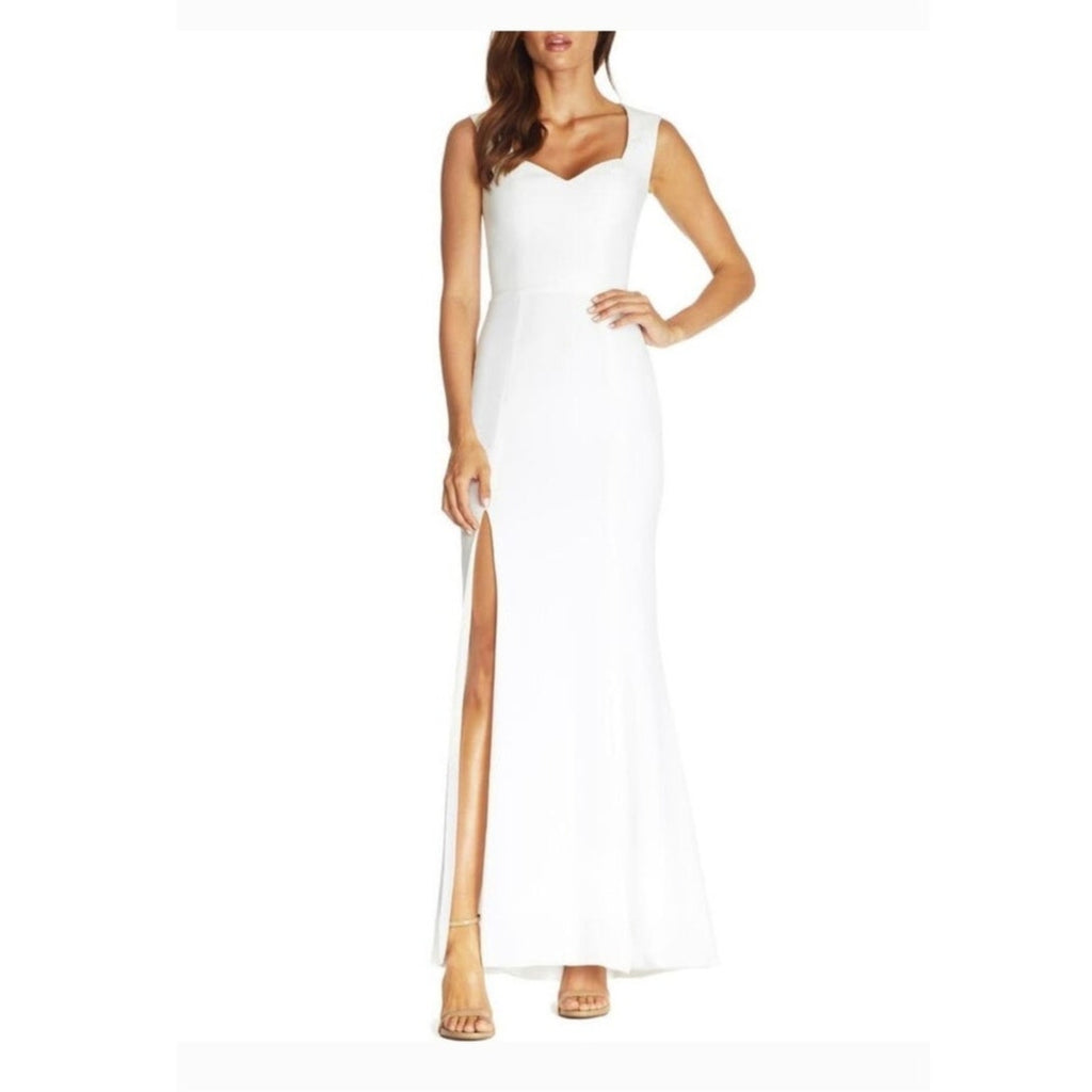 New Dress The Population Monroe Side Slit Gown $248 MEDIUM Off-White