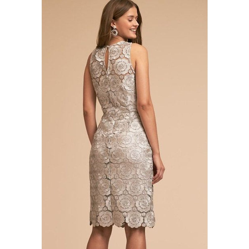 New Anthropologie BHLDN Emmeline Floral Lace Dress $220 SIZE 10 Silver
